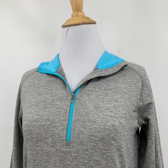 Nike Top Womens Small Gray Pool Blue Dri Fit Element Half Zip Running Space Dye - Picture 3 of 13